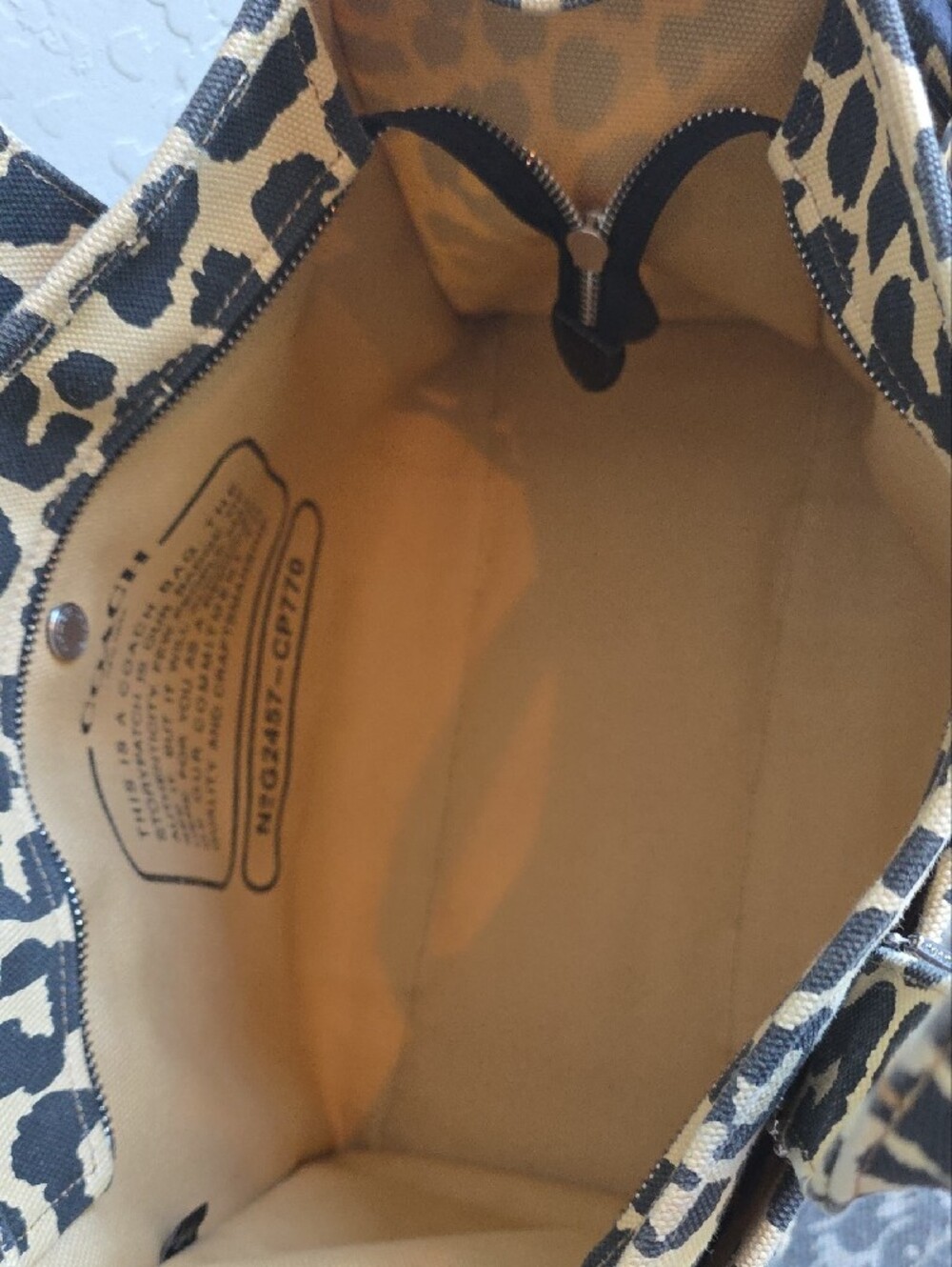 Coach Leopard-Print Canvas Tote Bag - Beige & Black - Picture 5 of 7